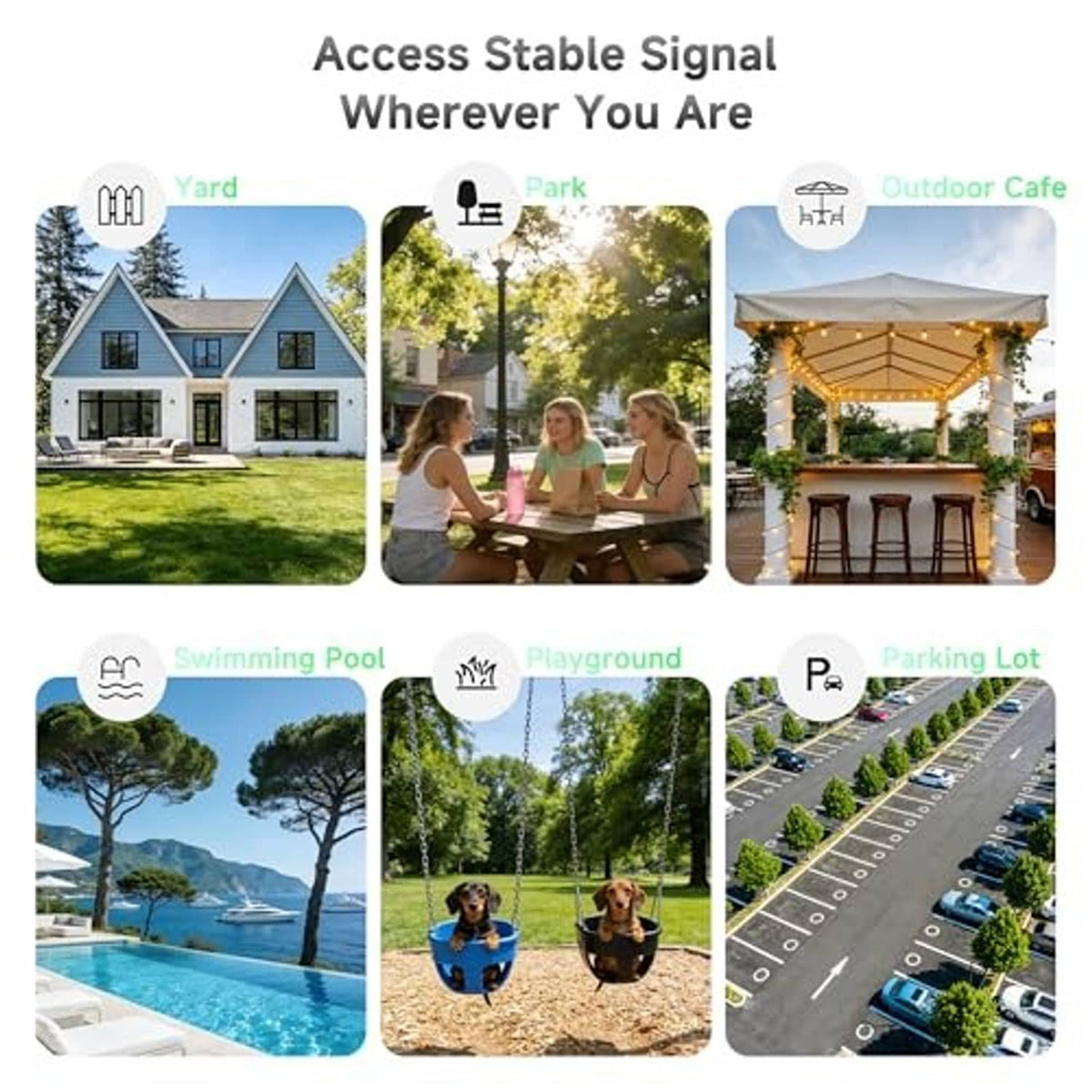 White Wi-Fi 6 access point extender with four antennas for outdoor coverage