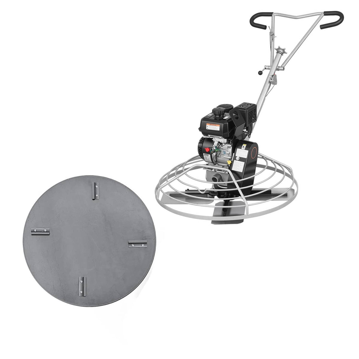 38 in gas concrete power trowel with float pan and 7HP engine, gray frame