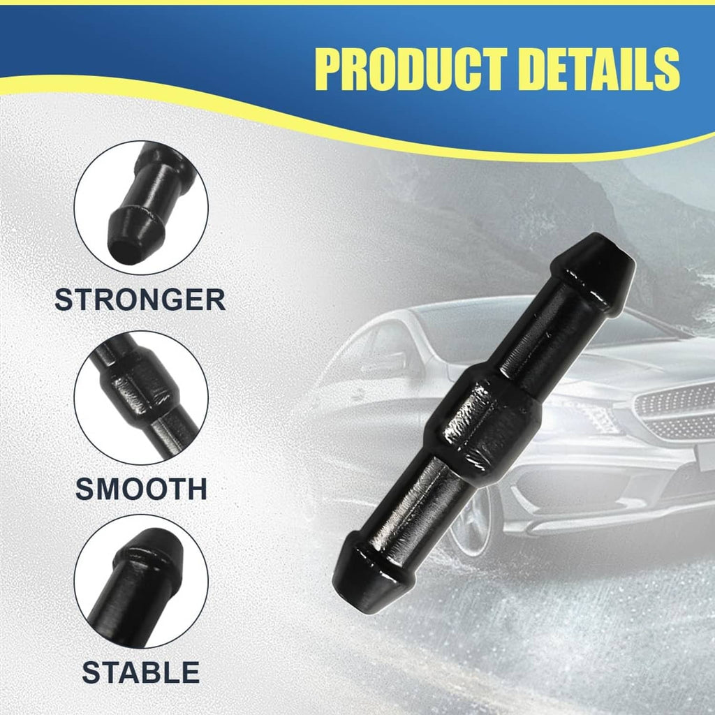 Black 2-way I-type windshield washer hose connector with textured middle sleeve