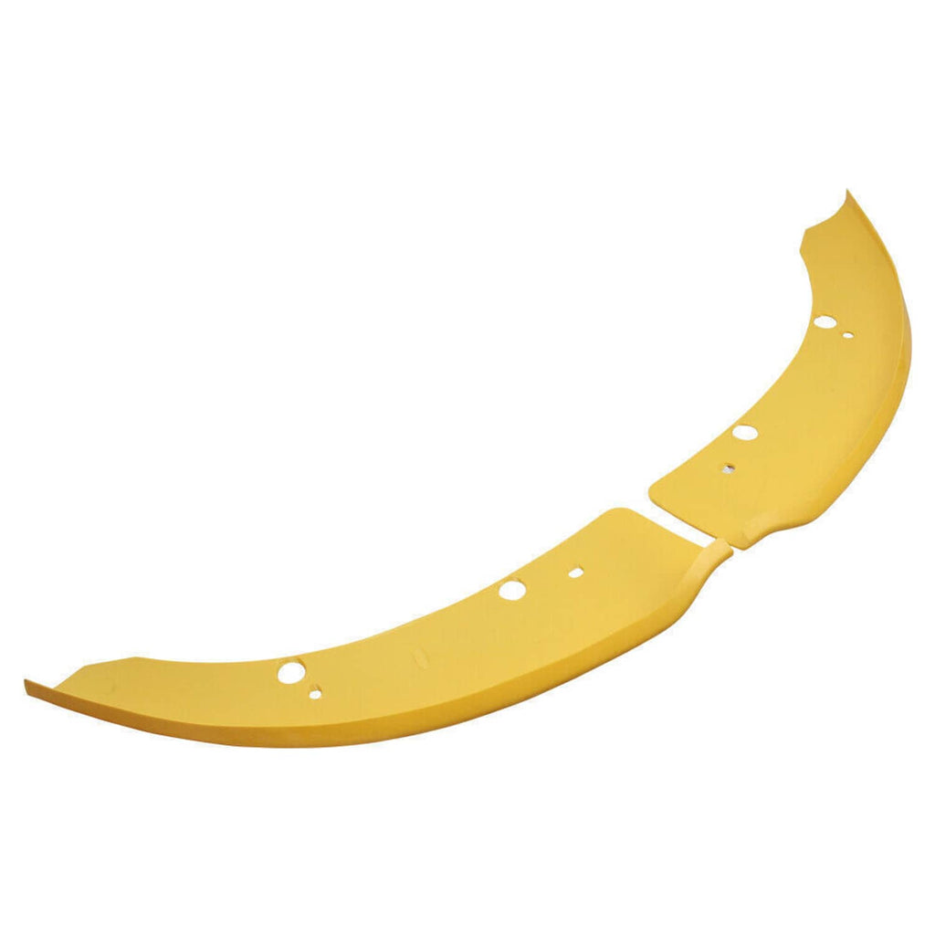 Yellow front bumper lip splitter trim cover, curved piece with mounting holes