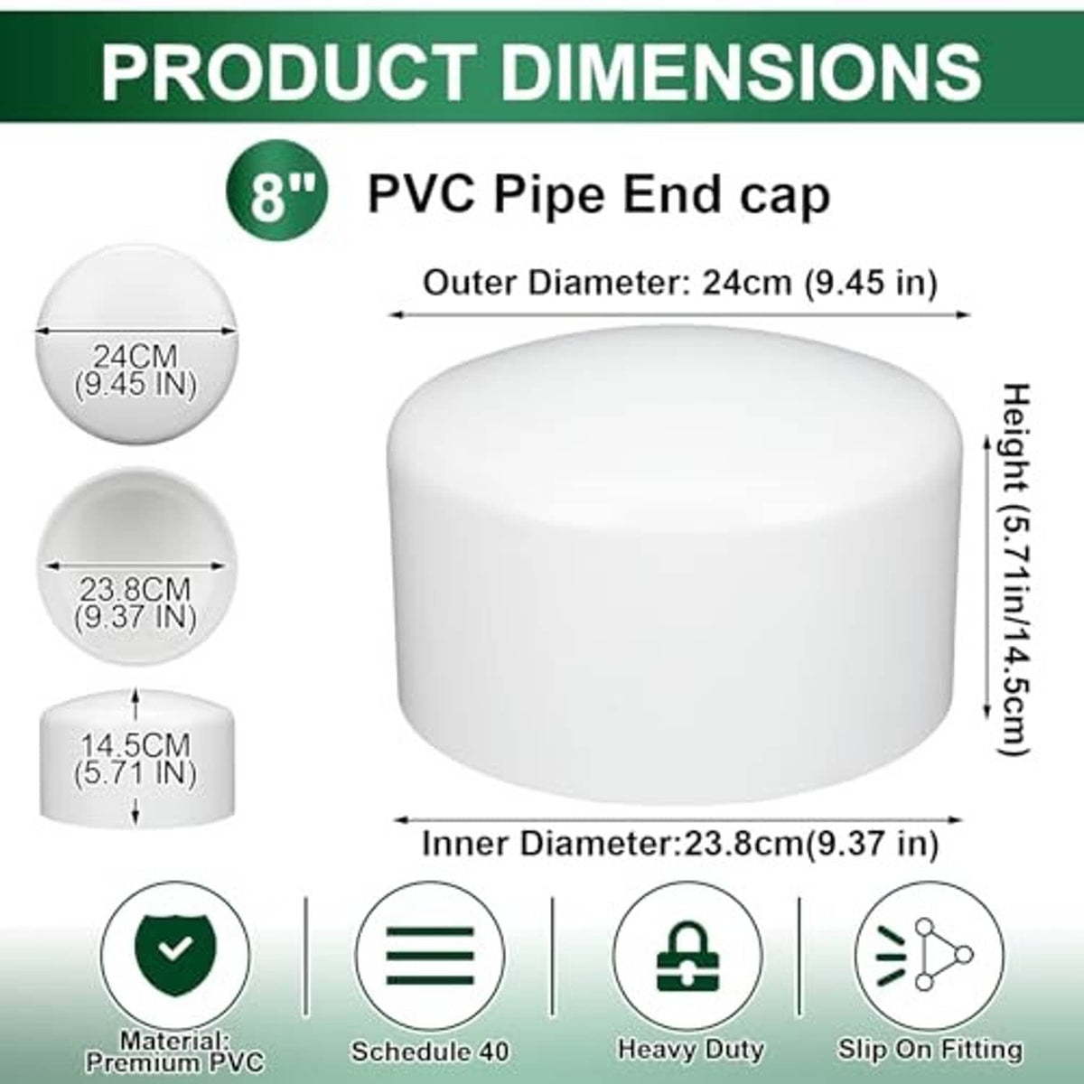 White PVC pipe end cap with visible inner opening
