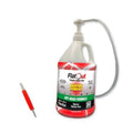 QuickStrike tire sealant bottle with red/white label and attached clear hose