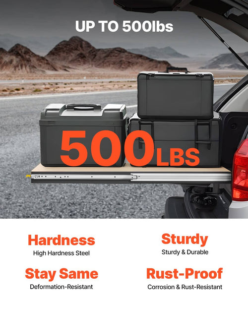 Heavy-duty soft-close drawer slides shown with 500 lb load rating graphic