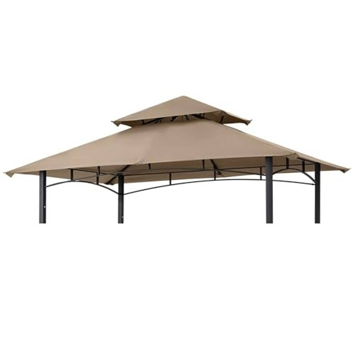 Beige grill gazebo replacement canopy top with black metal support posts