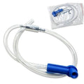 Universal brake bleeder kit: clear hose with blue one-way check valve and metal adapter