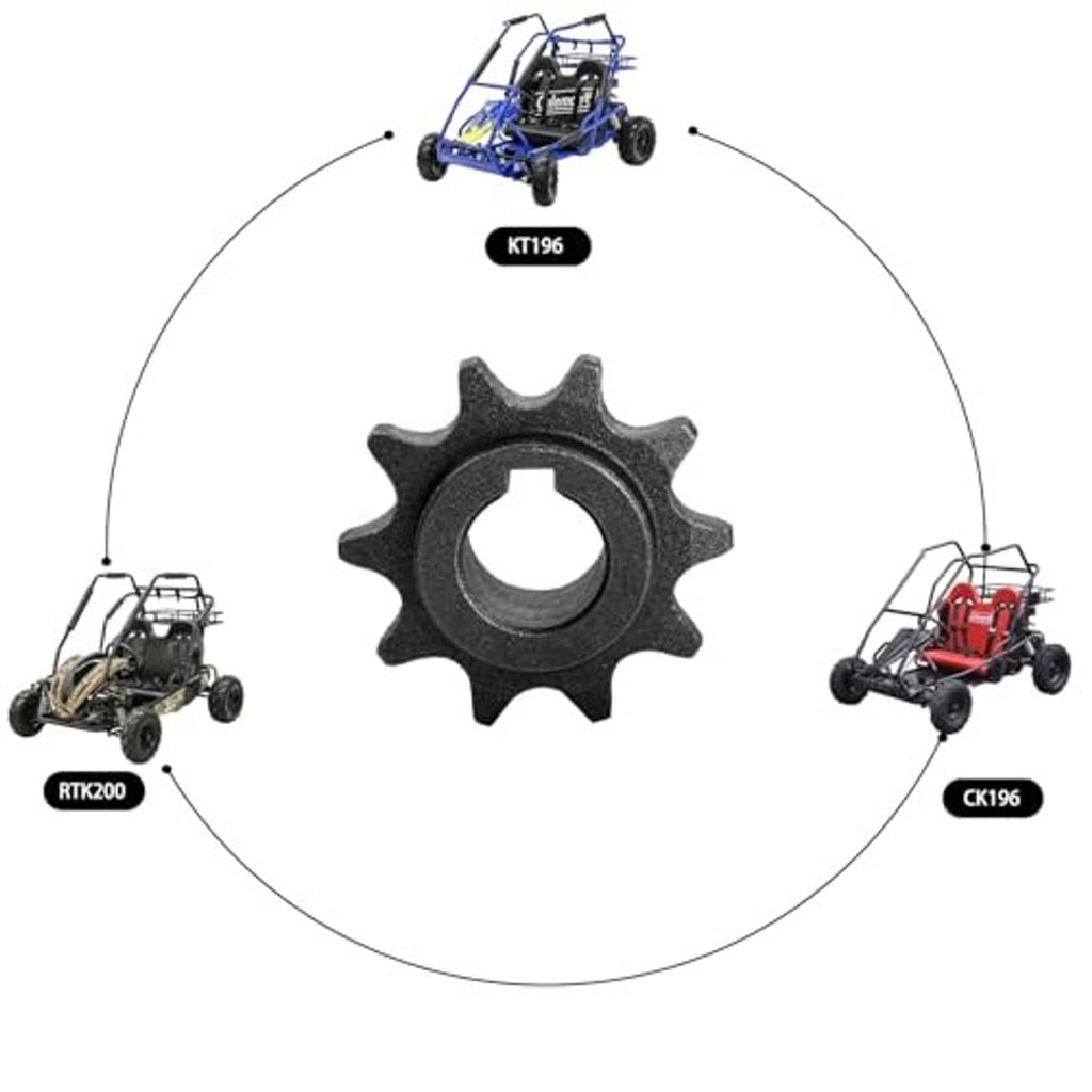 10-tooth front chain sprocket gear with round center bore, shown centered on a layout