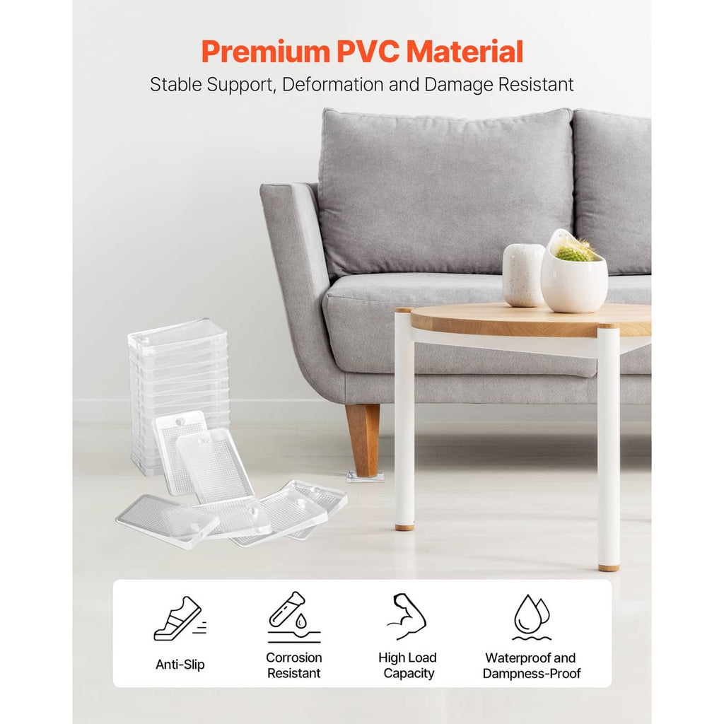 Transparent PVC leveling shims, small rectangular pieces with textured grip grid.