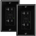 Black 20A GFCI outlet faceplate, self-test and reset buttons, 2-pack