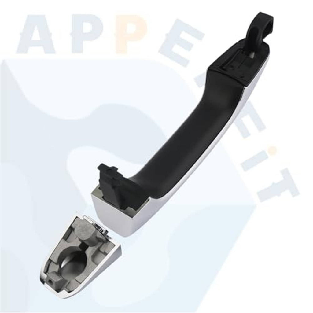 Exterior door handle underside with black plastic bracket and mounting points