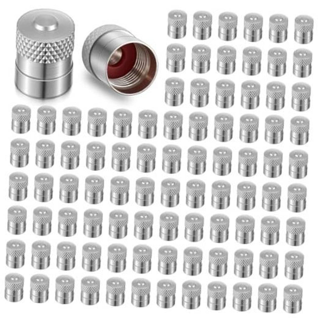 Brass tire valve stem caps with textured top and inner seals, set