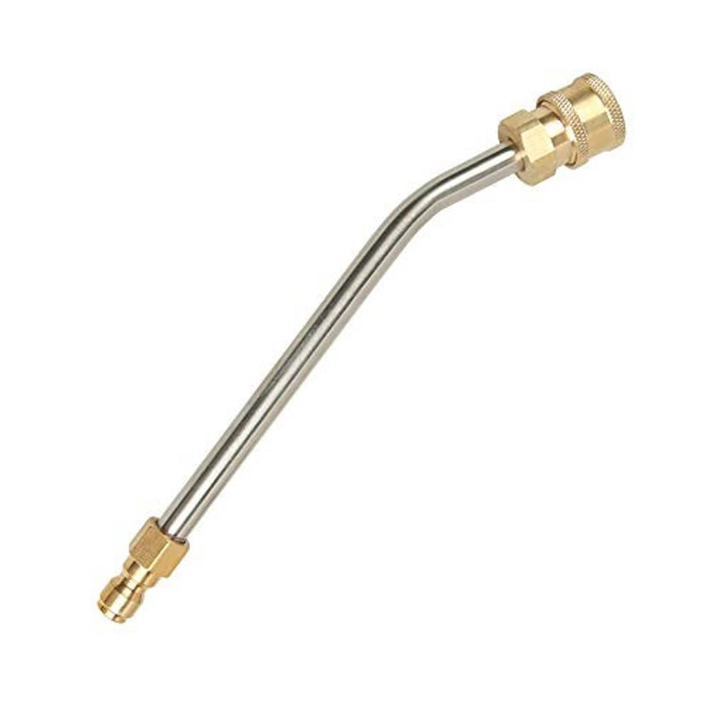 Curved gutter cleaner attachment wand with brass connectors, stainless steel