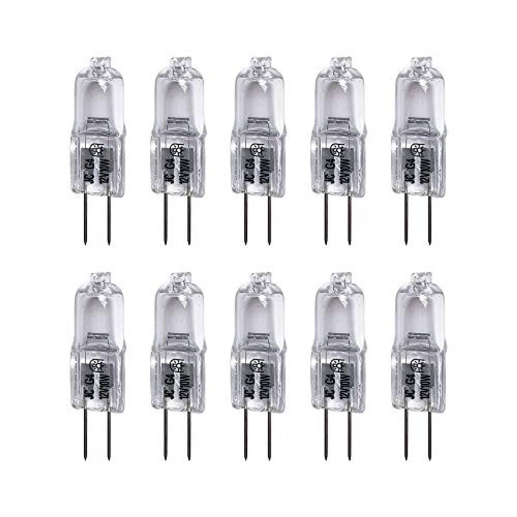 Set of clear G4 two-pin halogen light bulbs, transparent glass, straight pins