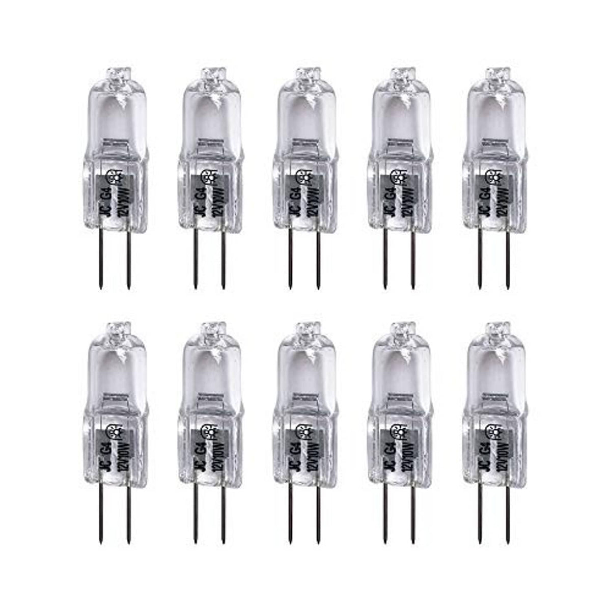 Set of clear G4 two-pin halogen light bulbs, transparent glass, straight pins