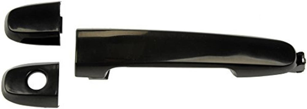 Smooth black exterior door handle with circular keyhole opening
