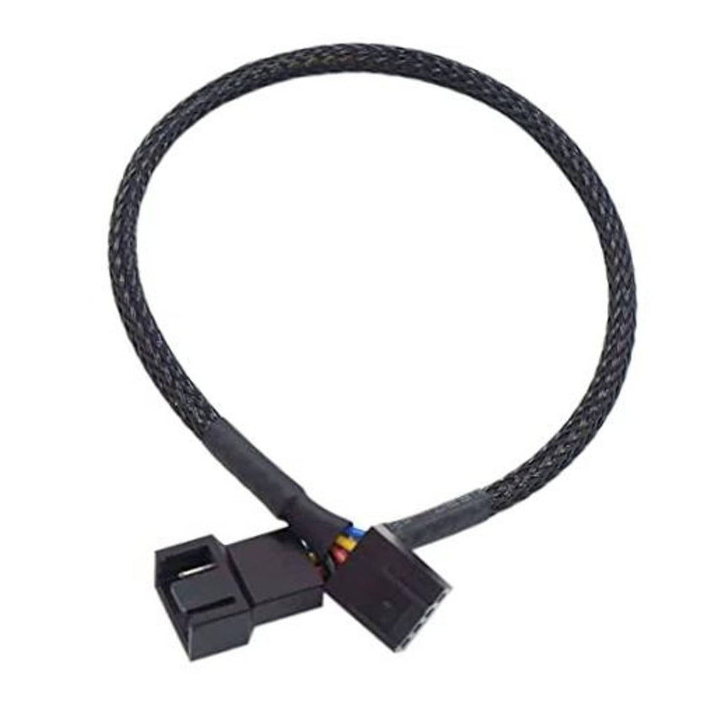 4-pin PWM fan splitter cable with black nylon braided 1-to-1 adapter, two connectors
