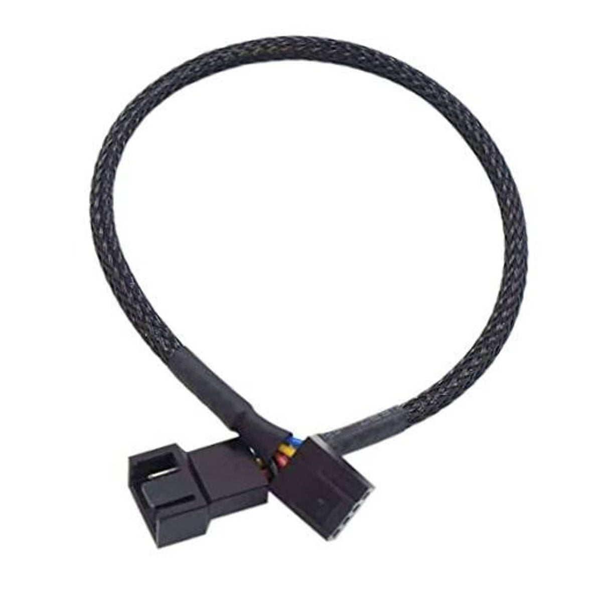4-pin PWM fan splitter cable with black nylon braided 1-to-1 adapter, two connectors