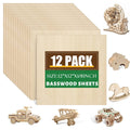 Light basswood sheet stack, 12-pack square craft blanks