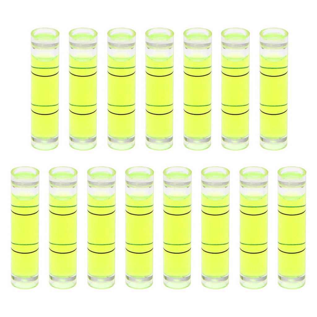HARFINGTON bubble level vial set, 15-piece, neon yellow liquid, clear top caps