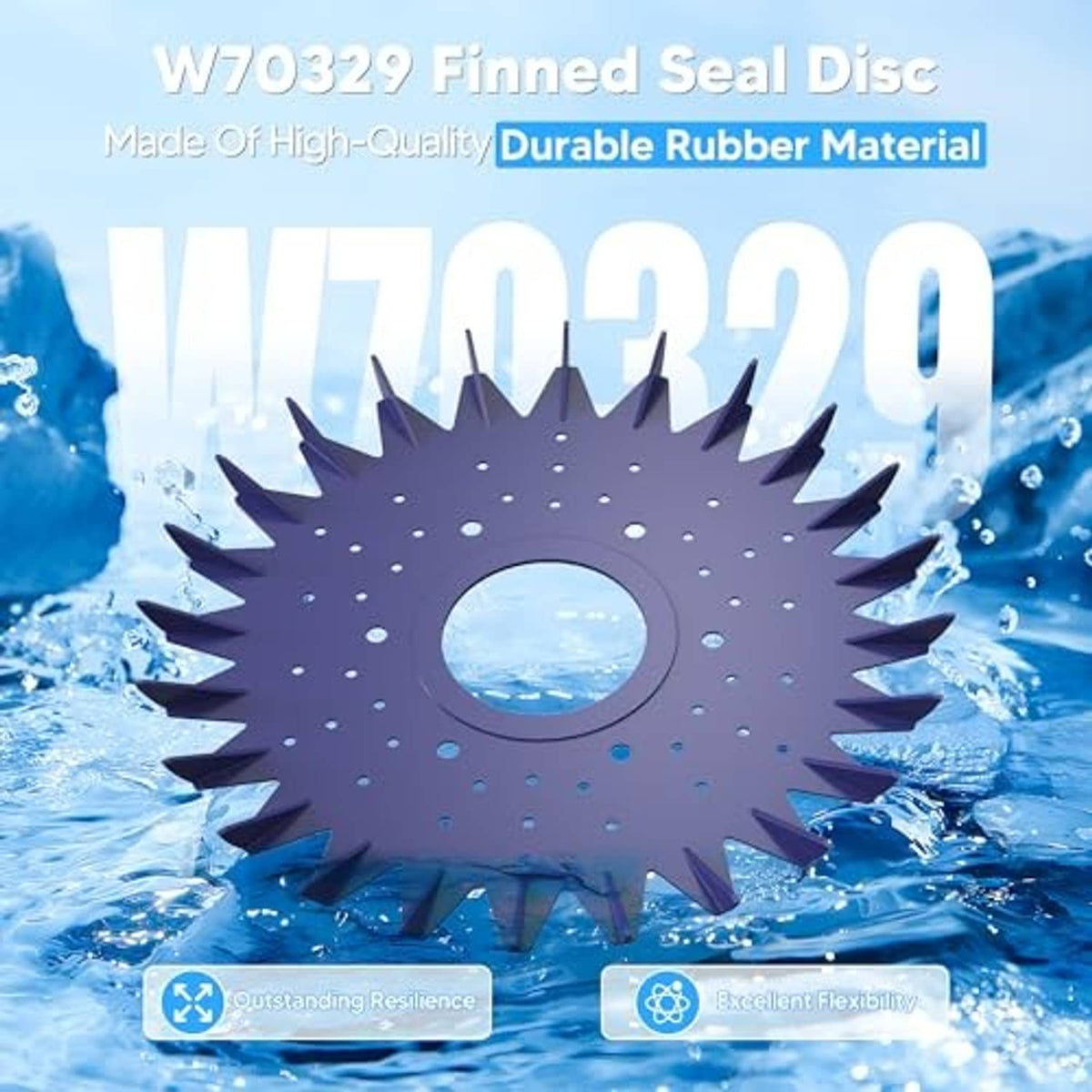 Purple finned seal disc replacement part with center hole for pool cleaner