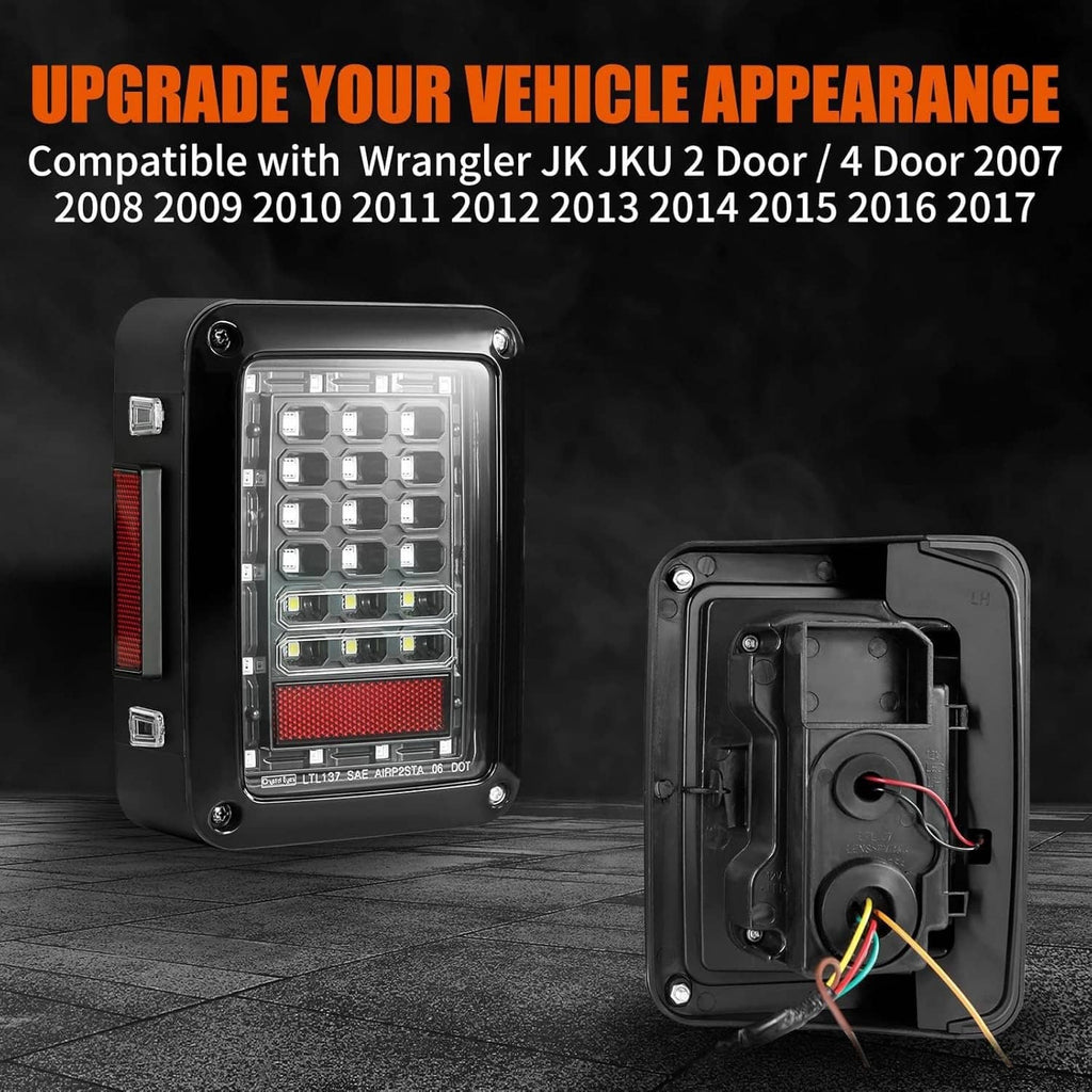 LED taillight pair with clear front lens and rear wiring accessible on both housings