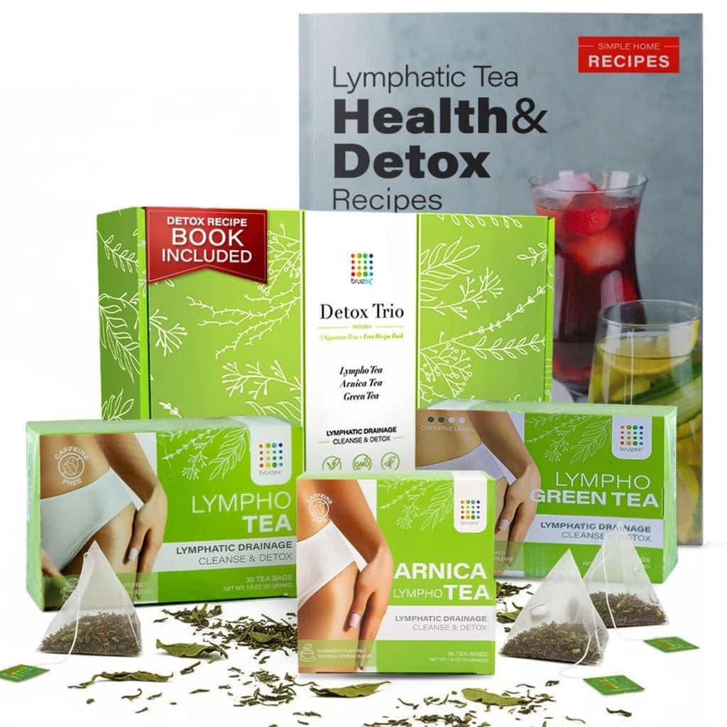 Lymphatic tea kit with green tea boxes and included detox recipes book