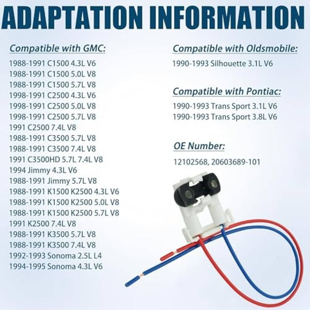 Adaptation information compatibility chart for GMC and Oldsmobile, with OE number listed