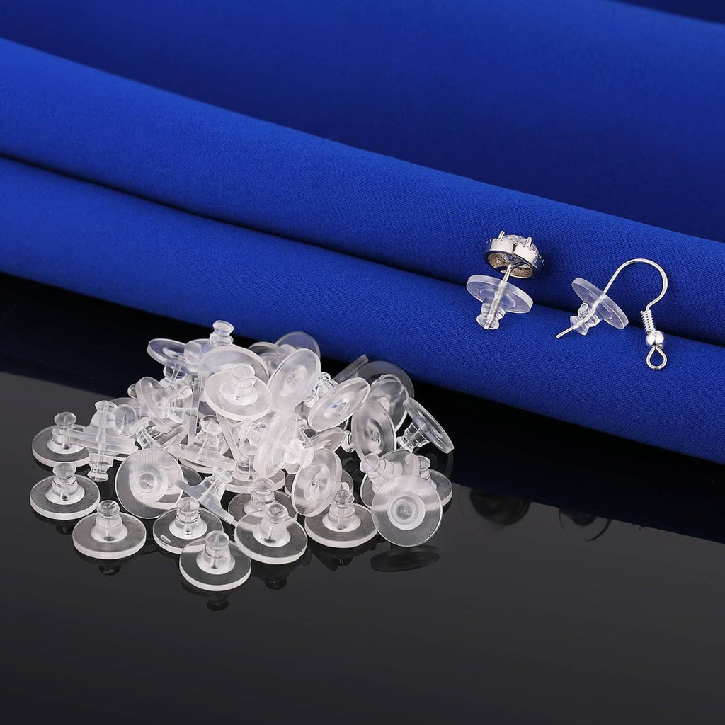 RivetOak Earring Backs Rubber,100pcs Soft Clear 10MM, Silicone 100