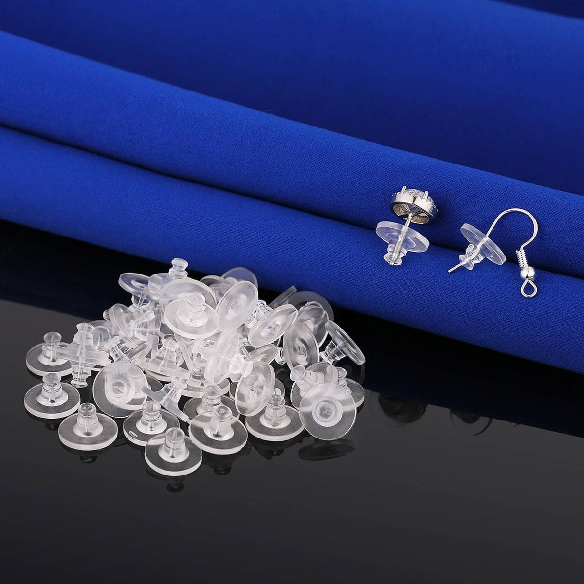 RivetOak Earring Backs Rubber,100pcs Soft Clear 10MM, Silicone 100