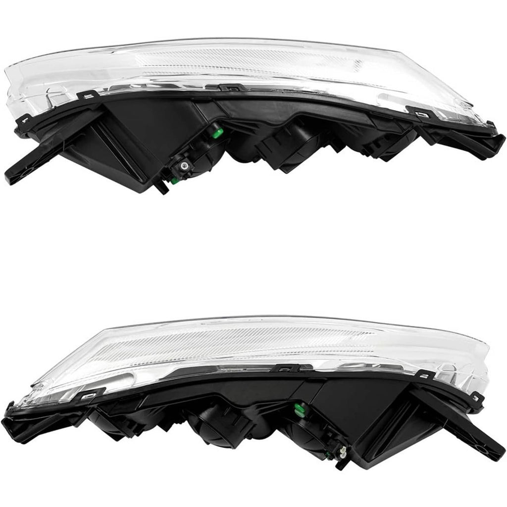 Halogen headlight lenses showing internal mounting clips on black housings