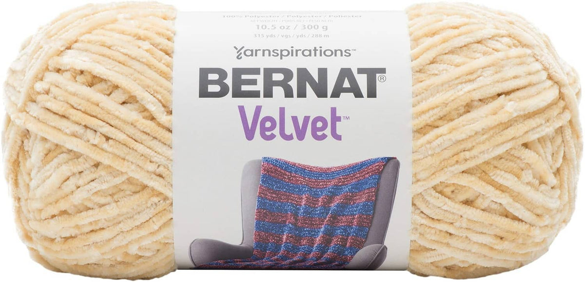 Bernat Velvet bulky chenille yarn skein, light cream