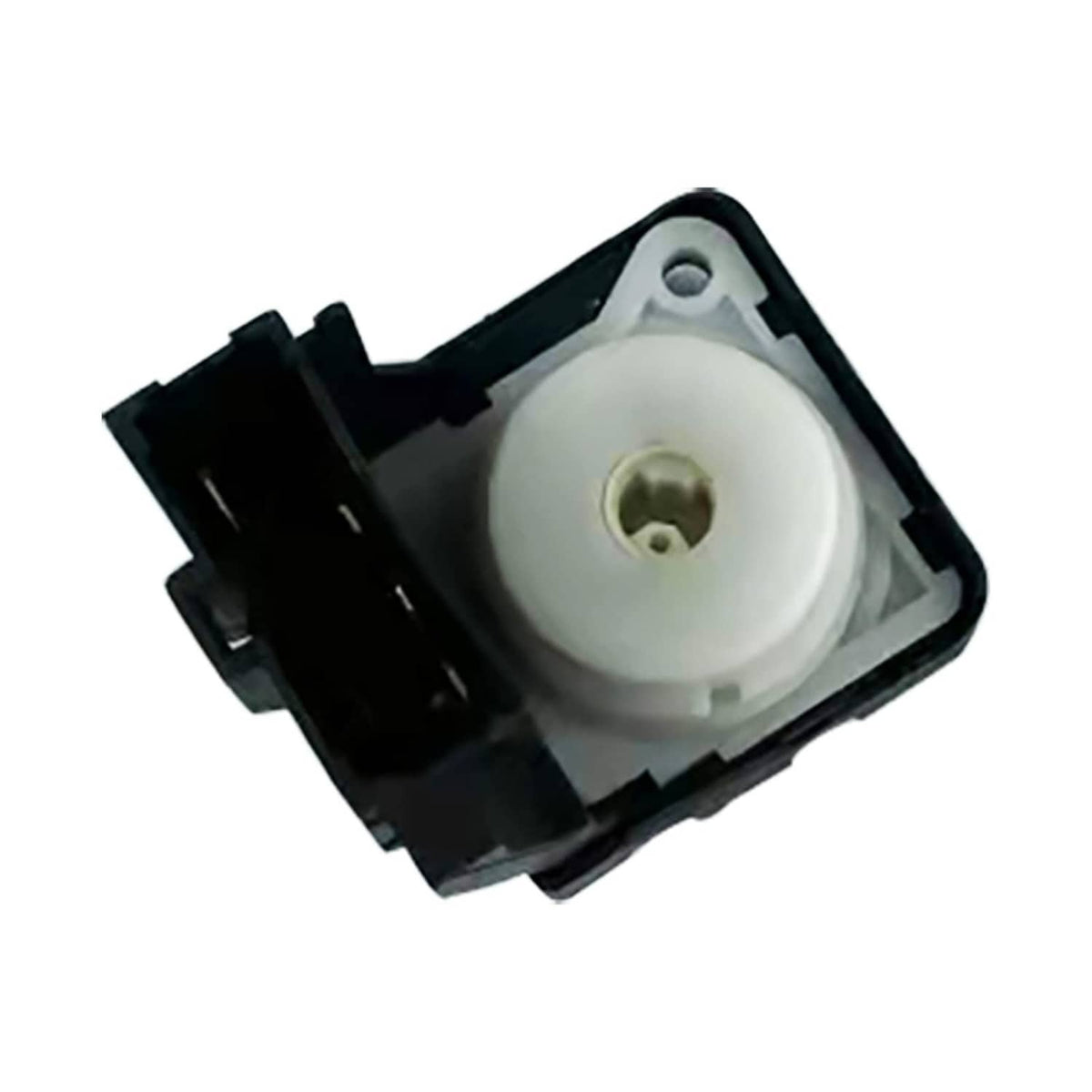 Ignition starter switch with white plunger and black electrical contacts