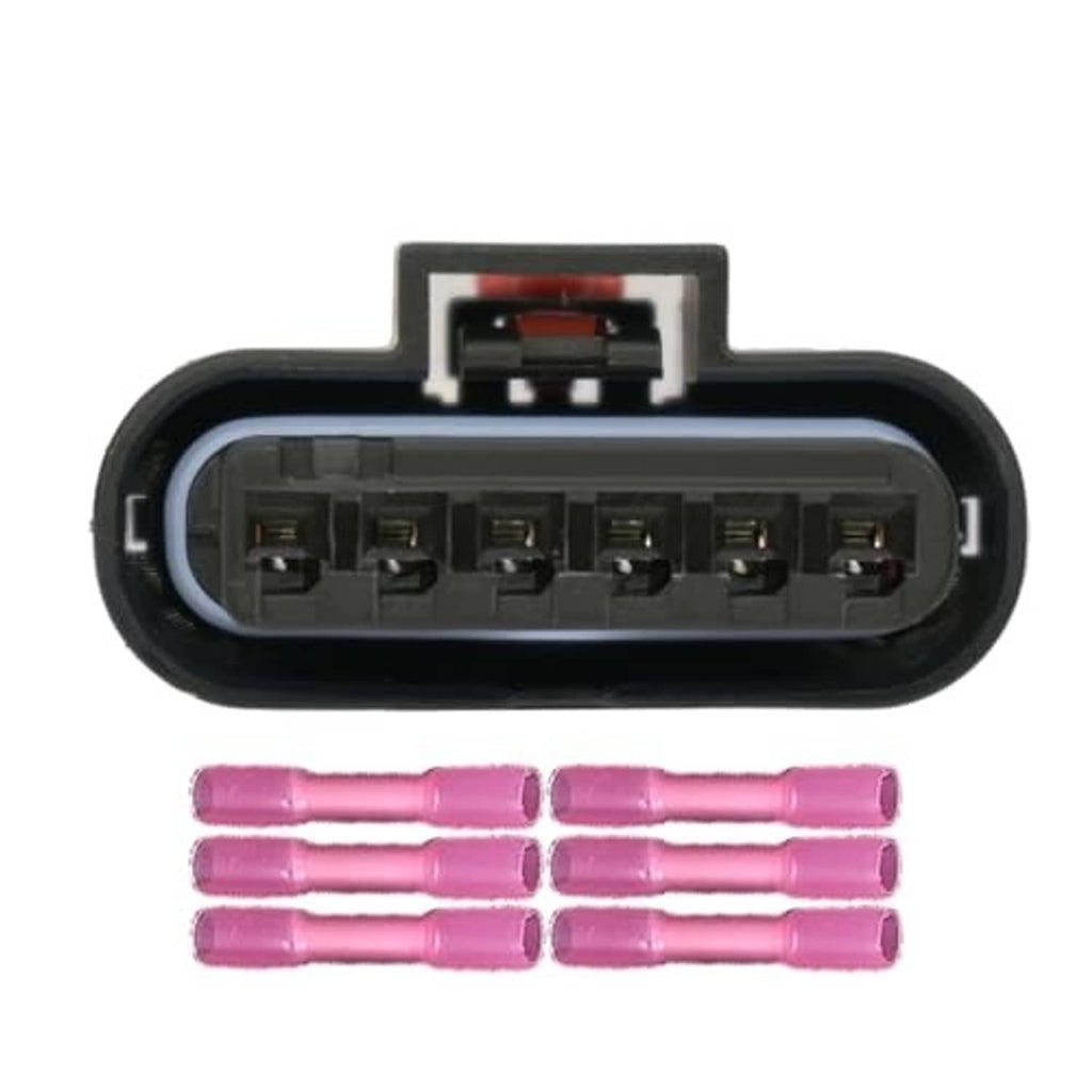 6-pin throttle body connector harness pigtail with terminal row and pink wire leads