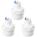 White plastic quick-connect fitting with 3/4 male thread and 1/4 OD tube end