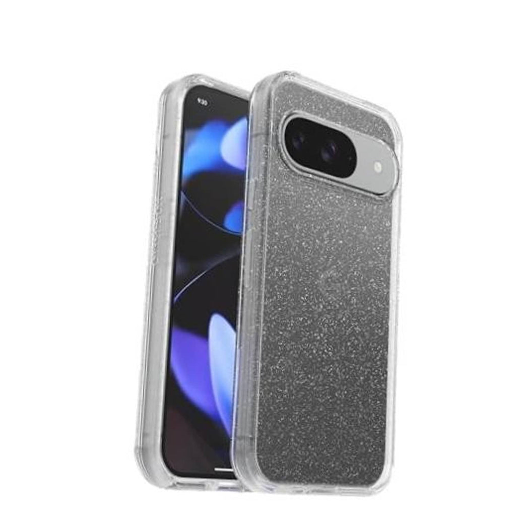 Clear glitter phone case for Pixel 9 with camera and buttons cutouts