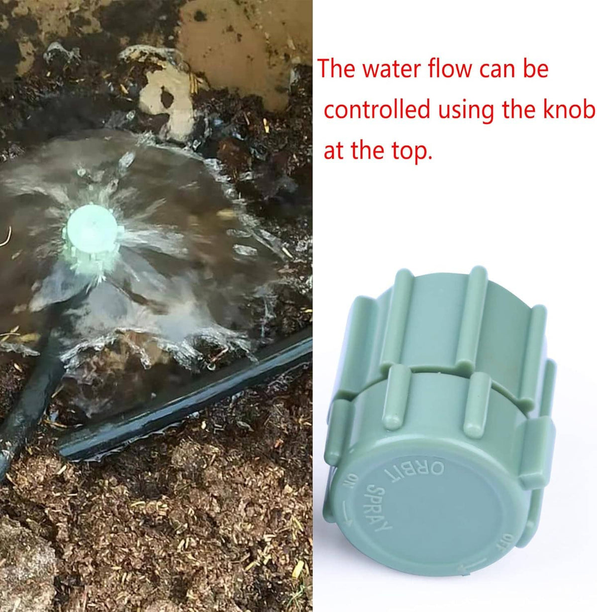 Mint green sprinkler bubbler head and knob control for adjustable water flow