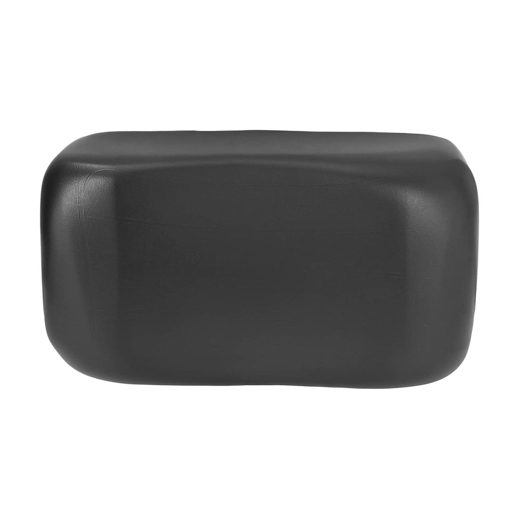 Black golf cart seat back cushion, end view with smooth contoured sides