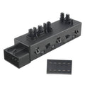 Power seat switch with exposed connector end and side port openings, black plastic module