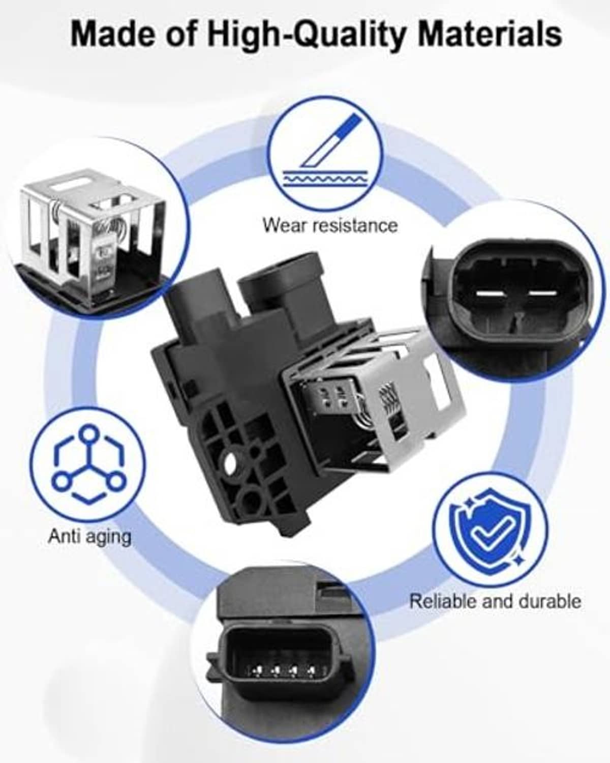 Black engine cooling fan relay with multi-pin terminals and rectangular mounting bracket