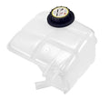 Coolant expansion reservoir overflow tank, white plastic with black pressure cap