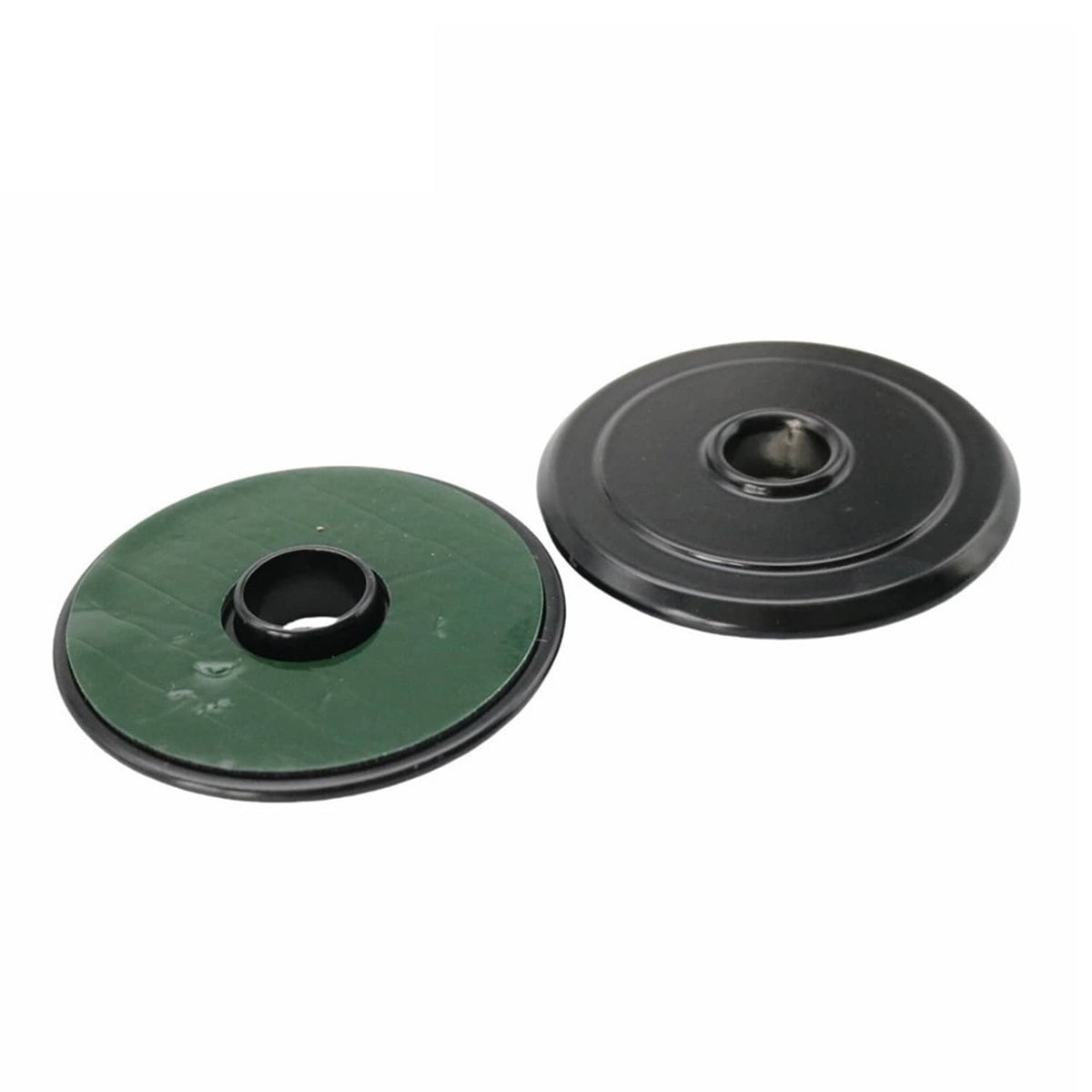 Black and green grommets and circular hood pin washers