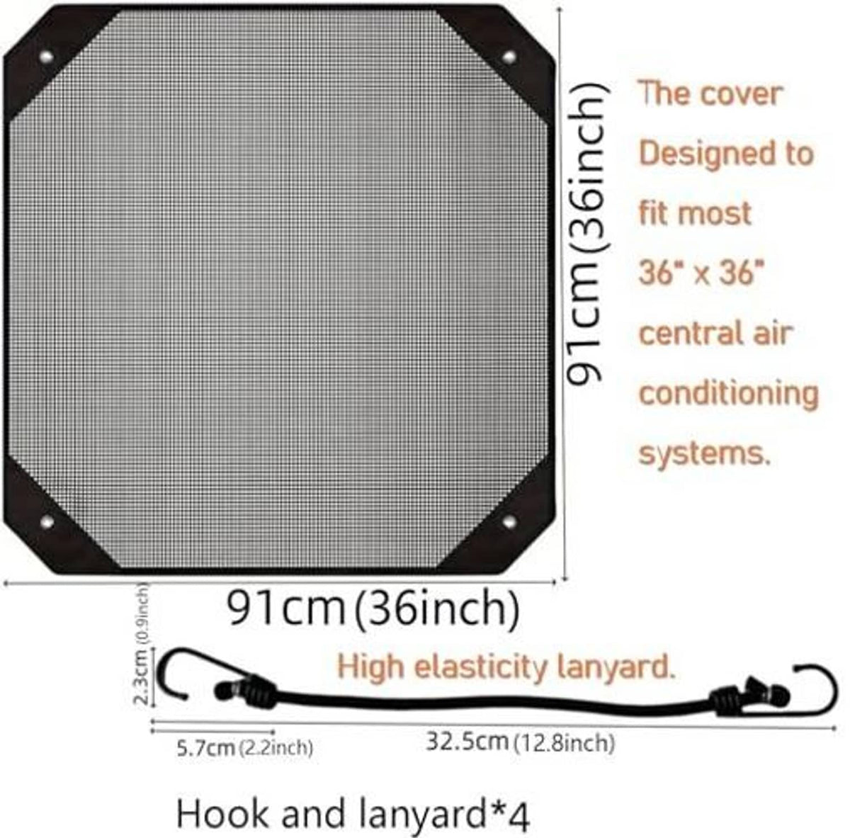 36x36 in octagonal AC condenser cover with elastic lanyard and hook-and-loop ties