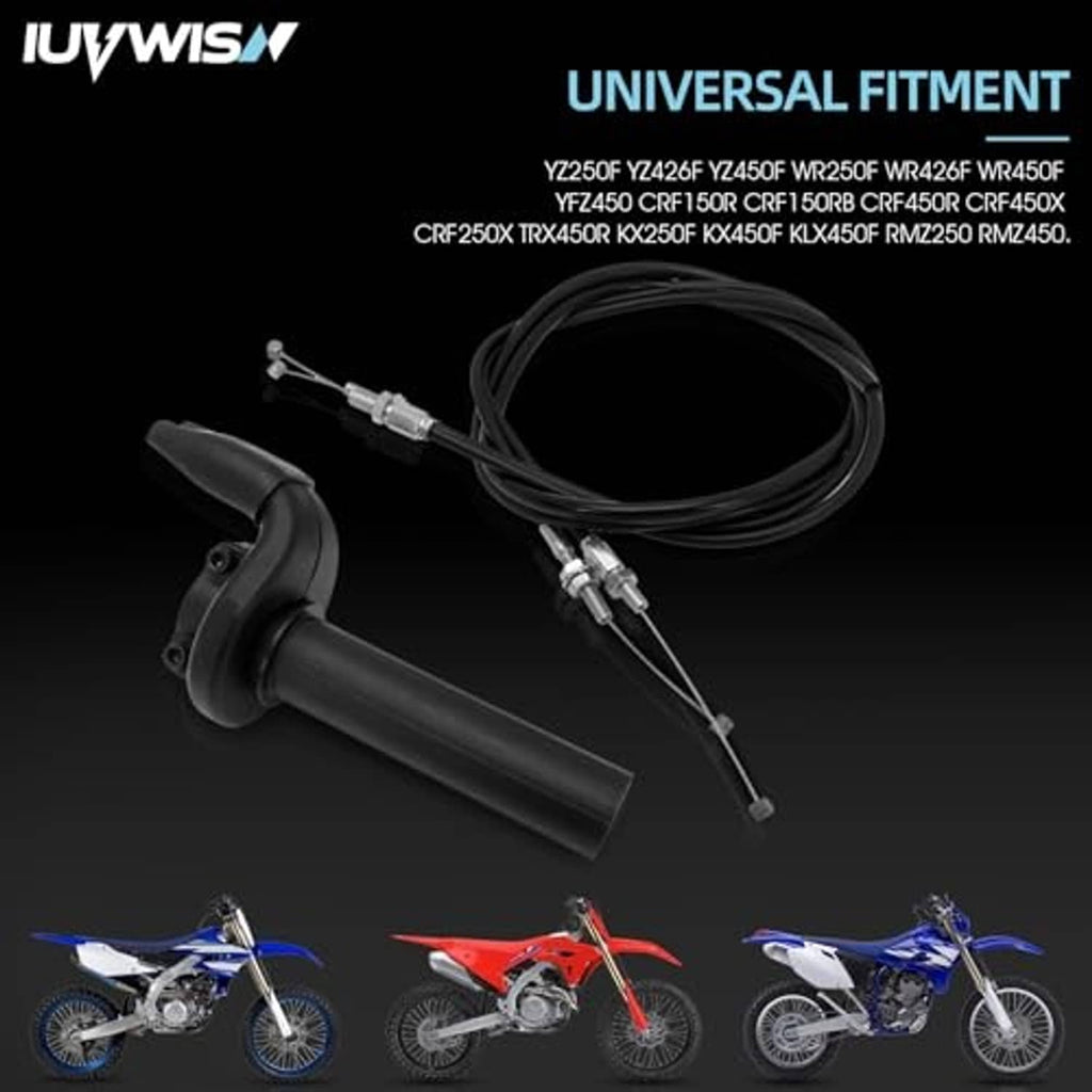 Universal push-pull throttle control with black grip and long cable set