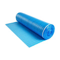 Blue floor underlayment roll with fine grid pattern, laid on a flat sheet