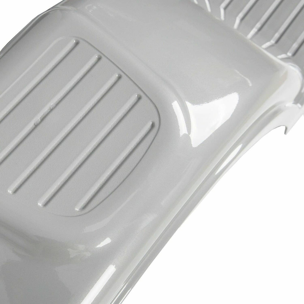 Gray trailer fender with step tread and molded wheel-arch shape