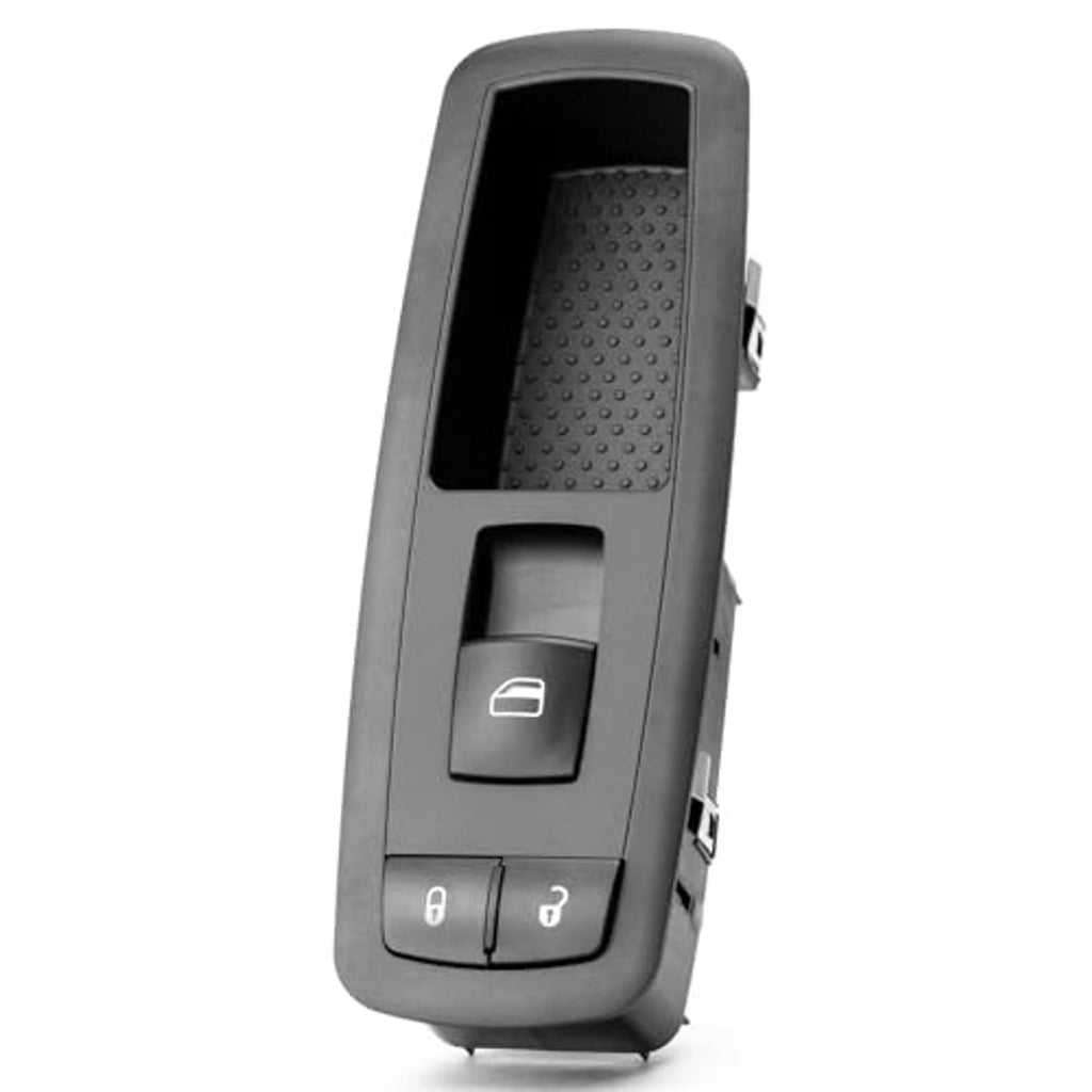 Power window switch on side angle showing window lock and up/down button layout