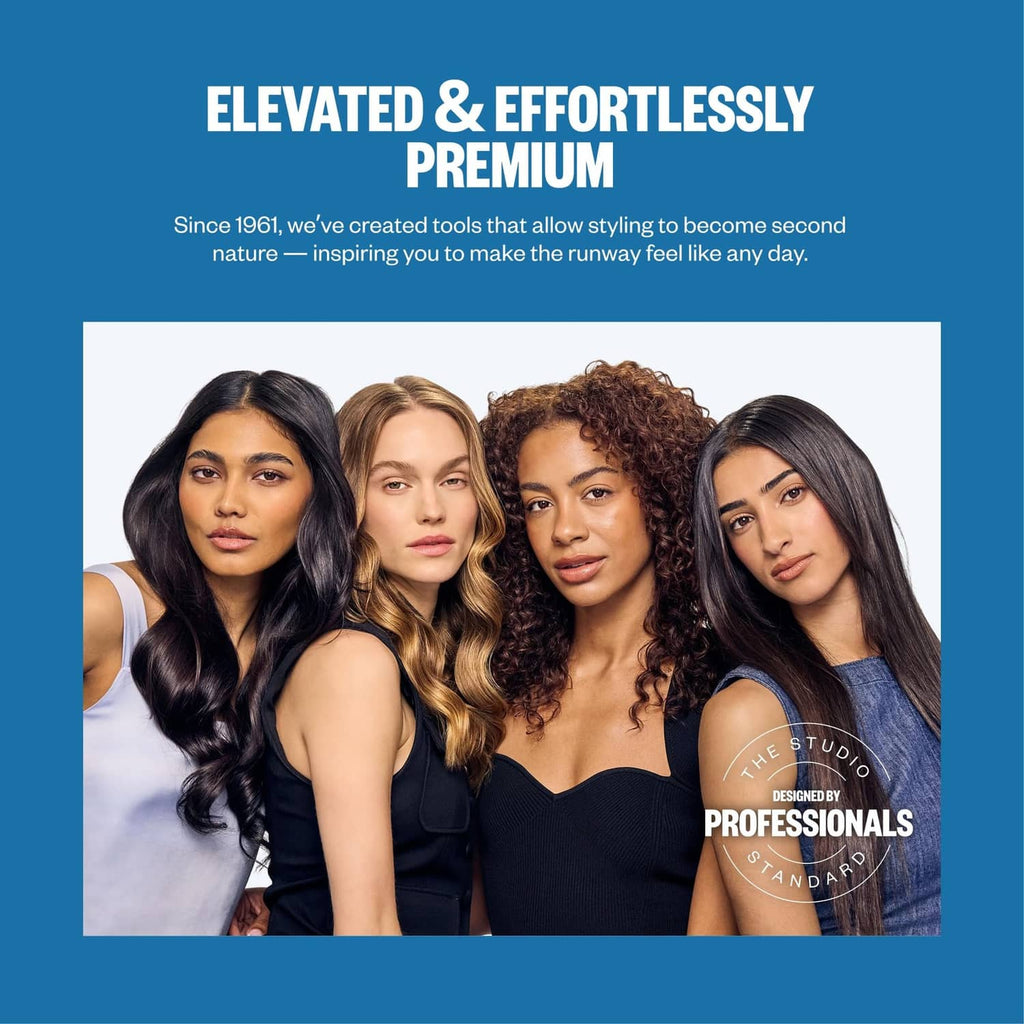 Five models with styled hair curls and waves