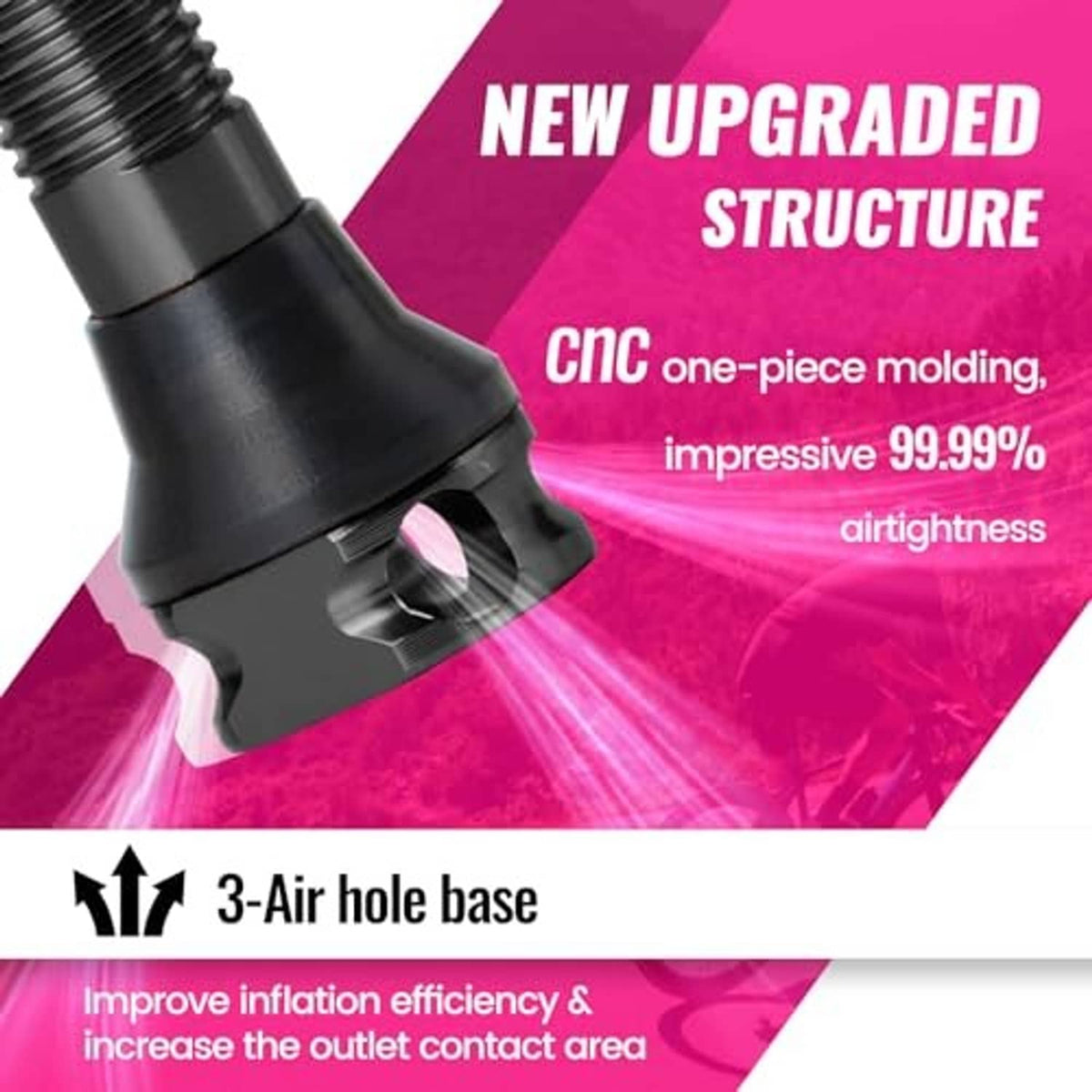 Reinforced Presta tubeless valve stem base with molded collar and metal threads