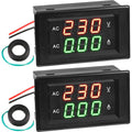 Dual LED digital volt-amp meter showing red voltage 230 and green current 0.00, black case.