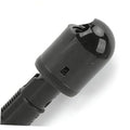 Black headlight washer nozzle with ribbed hose and angled spray tip, plastic part.