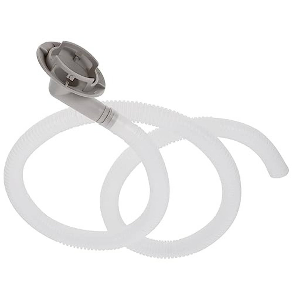 Air conditioner drain hose kit: curved white drain hose with grey end adapter